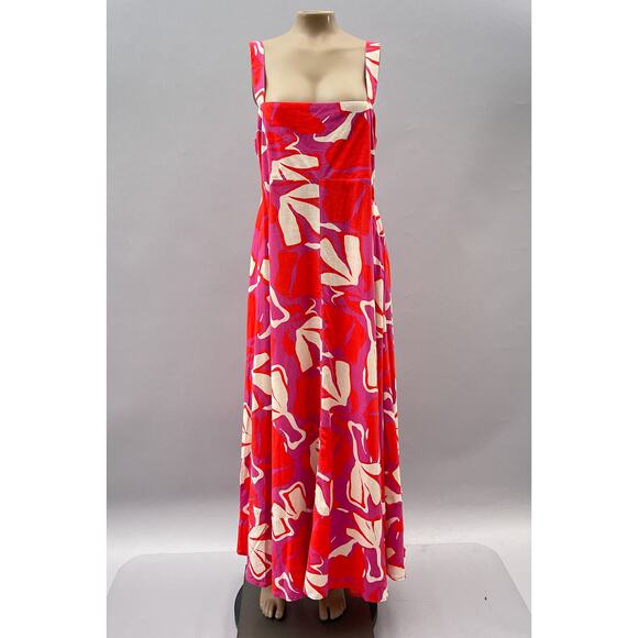 Mister Zimi Dress Women US 10 Colorful Floral Maxi Linen Blend Coastal Resort - Picture 1 of 11